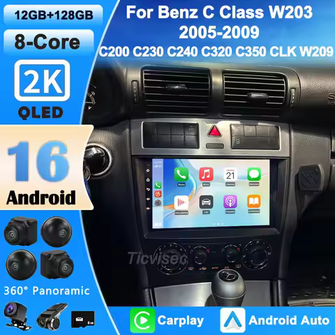 Mercedes W203 Android 16 Car Radio Android 16 4G+WIFI Carplay For Mercedes Benz C-Class C Class W203