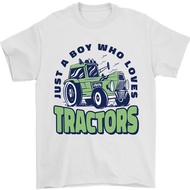 Men'S T-Shirt Tee - Farmer, Just A Boy Who Loves Tractors, 100% Cotton