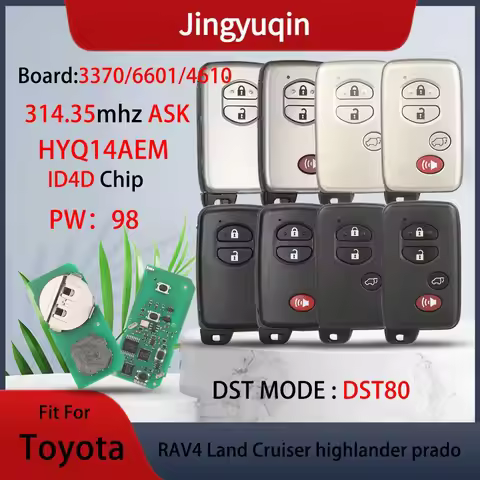 jingyuqin HYQ14AEM 3370/6601/4610 314.15mhz ASK P1:98 4D Chip Car Remote Key Fob For Toyota RAV4 Lan