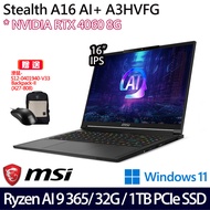 《MSI 微星》Stealth A16 AI+ A3HVFG-058TW(16吋QHD+/Ryzen AI 9 365/32G/1TB SSD/RTX4060)