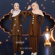 Baju Kurung Raya Sedondon Kurung Riau Kebarung DIamond chocolate rich brown S-5xl