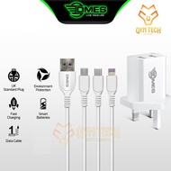 Dmes DT1 2.4A Dual USB Charger Kit With Phone USB Cable