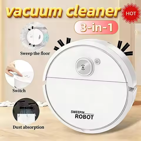 2026 3-in-1 Strong Suction Smart Sweeping Robot Rechargeable Washable Mop For Pet Hair Hard Floor Ki