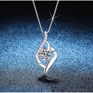 【 GRA Certificate Attached 】 1ct moissanite necklace, fashionable Bitheart pendant S925 pure silver 