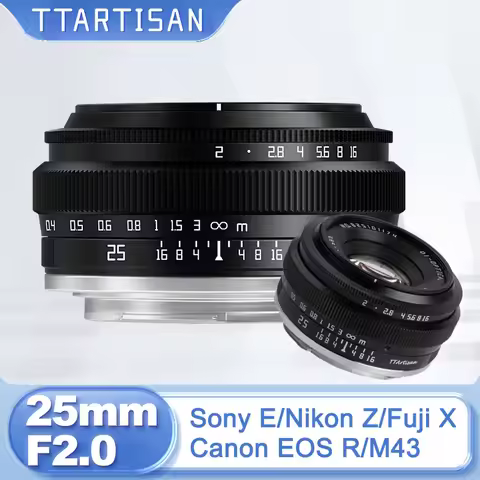 TTArtisan 25mm F2 APS-C Frame Manual Focus Prime Lens for Sony E A6000 A6400 Fuji XT30 XT4 XS10 XM5 