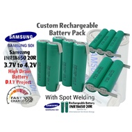 Rechargeable Battery Pack Line Shape Customizable 4.0Ah 6.0Ah 8.0Ah Lithium Ion 18650 3.6v 1S2P 1S3P