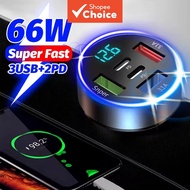 66W USB Car Charger Type C Fast Charging Phone Adapter For Xiaomi Samsung iPhone Charger Car Adapter