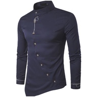 (Borong)High Quality Kurta Lelaki Viral 2021 Slant Button Embroidery Men Shirt Long Sleeve Slim Fit Raya Muslim