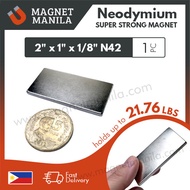 1 piece 2" x 1" x 1/8" Neodymium Magnet, N42