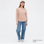 UNIQLO T-SHIRT WAFFLE CREW NECK LONG SLEEVE WOMEN UNIQLO TSHIRT T-SHIRT