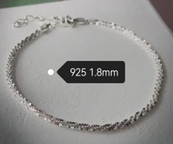 現貨包平郵 連 泡泡包裝 滿天星 1.8mm 手鏈 手鍊 腳鏈 腳鍊 足鏈 足鍊 銀鏈 鑽石 莫桑石