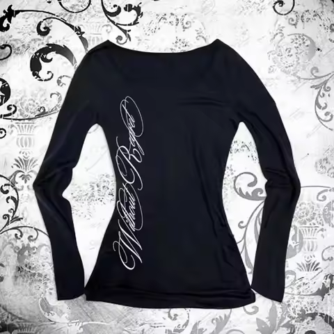 ropa mujer Y2K Clothes Vintage T-shirts Streetwear Harajuku Graphic Print T Shirts Loose Long Sleeve