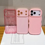 3pcs Set: 1pc Thick Raised Edge Pink Case + 1pc Pink Wavy Shaped Case + 1pc Pink 4-Corner Anti-Drop 