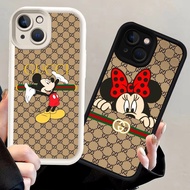 N87 Mickey and Minnie Silicone Black and White Case for iPhone 7 14 Pro Max Plus Case