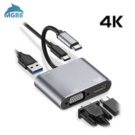 Mgbb Converter Cable 4 IN 1 USB C Type-C To HDMI VGA HUB Adapter Travel 4K VGA USB 3.0