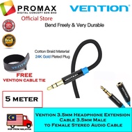 Vention 3.5mm Headphone Extension Cable 5 Meter 3.5mm Male to Female Stereo Audio Cable 100% Origina