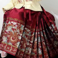 Hanfu Female Dragon Pattern Red Woven Gold Horse Skirt Satin Dress Wedding Dress 12 Colors Heavy Ind