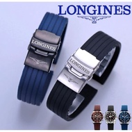 สายนาฬิกาซิลิโคน Longines เหมาะสำหรับช่างฝีมือที่มีชื่อเสียง ข้างขึ้นข้างแรม ธงชาติทหาร Concas สายยางแบบสปอร์ต หัวล็อคแบบพับได้ 21