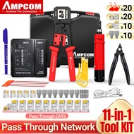 AMPCOM RJ45 Crimping Tool Set, RJ45 Crimper Lan Tester Tool Set Ethernet Cable Stripper Punch Down T