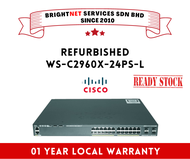 Refurbished Cisco WS-C2960X-24PS-L 24 GigE PoE 370W 4 x 1G SFP LAN Base