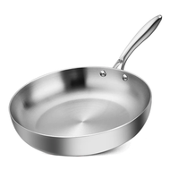 【AA NEW】 Stainless Steel Frying Pan 304 Stainless Thick 3 Ply Steel Skillet Pans Cooking Pots Non-st