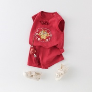 Baby Clothes Split Suit Baby Full Month Hundred Days Dress Red Festive Two-Piece Chinese Hanfu Weekl
