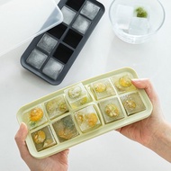 日本霜山 防異味密封式矽膠製冰盒附蓋(10格)-3入-多色可選
