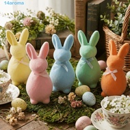 AROMA Flocked Rabbit Figures, Foam Solid Color Easter Bunny Statue, Spring Decor 3D Standing Plush w
