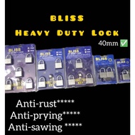 🔥READY STOCK🔥BLISS Pad Lock 40mm (5 Keys) Top Security Safety Lock *1 Key for All Pad Lock*