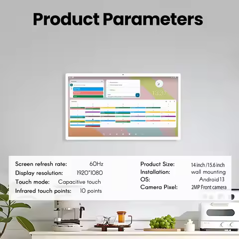 14 inch Family Shared Calendar Wall Mount, Touch Screen Google Notion Agenda Syncs, Edit Schedules T
