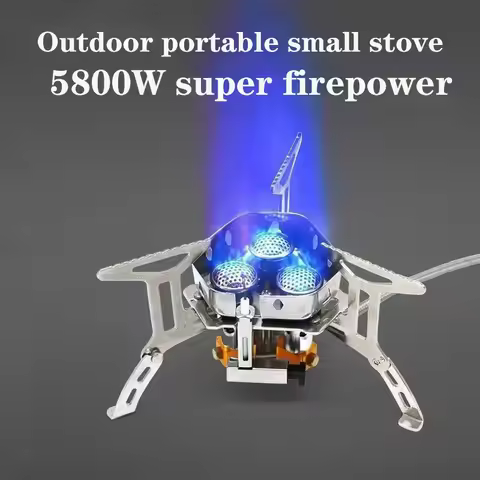 New Outdoor Stove Mini Portable Folding Camping Gas Stove Burner 5800W Powerful Firepower 3 Nozzles