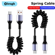 Elough 0.25M-1M Spring Cable USB Type C To Type C 6A Fast Charging Data Cable Power Bank Cable Cord