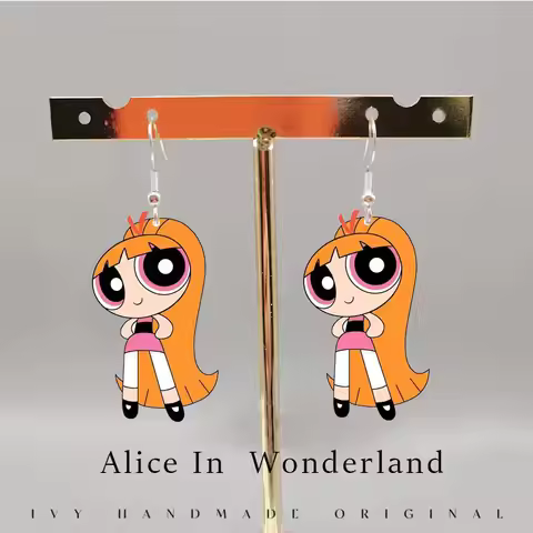 Powerpuff Girls Dangle Earrings Cute Powerpuff Girls Blossom Bubbles Buttercup Earrings Charm For Pe