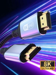 HDMI2.1數據線8K@60Hz4K120Hz48Gbps高速HDMI編織燈芯絨適用於10筆記本電腦監測超高清電視PS5PS43英尺6英尺10英尺