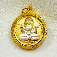 Phra Pidta Amulet Pendant Decorated With 3 Kings Silver Gold Otter Waterproof Frame Size 3.5x3.5 Thi