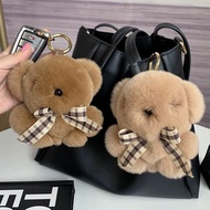 GANTUNGAN Plush Bear Doll Bag Keychain/ Plush Doll Toy Fake Rabbit Fur Keychain Rex