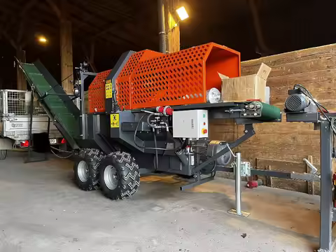 Professional 20-Ton Log Splitter with 4-Way Wedge Integrated Firewood Processor & Log Cradle Conveyo