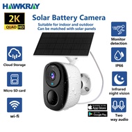 Solar CCTV wireless IP Camera Indoor Outdoor Wifi HD 2K Resolution Home Security  Surveillance Video