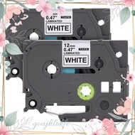 Label Tape Replacement for  P-Press TZe Label Tape 12mm 0.47 Inch Laminated 26.2 Feet Black on White