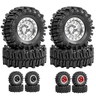 4pcs 64mm 1.3 inch Metal Beadlock Wheel and Tire for 1/18 1/24 RC Crawler Car FCX24 FCX24M TRX4M SCX