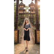 CORAK BORNEO DRESS RUFFLE DRESS BATIK BORNEO DRESS TWO TONE DRESS