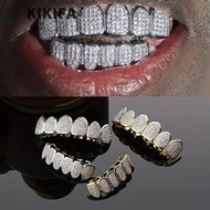 KIKIFA Hiphop Teeth Grillz, Rhinestone Removable Design Teeth Grillz Set, Punk Jewelry Hollow Zircon