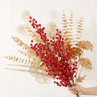 Decorative flower branches CNY 2026 red cherry winter peach 9 branches/6 branches - Eucalyptus branc