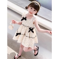 Polka dot flared dress with bow for Baby, genuine product