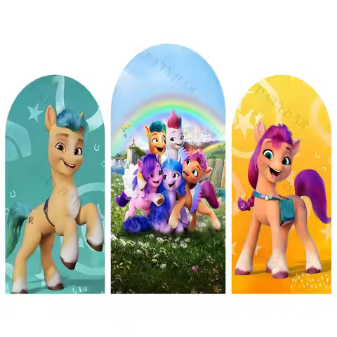 Arch Unicorn Pony and Friend Theme Background Kids Birthday Party Backdrop Polyester Arch Banner Pho