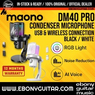Maono DM40 PRO Wireless USB-C Condenser Microphone 2.4GHz AI Voice Effects RGB Black White Maono DM4
