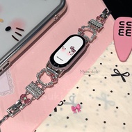 Chic Cartoon KT Diamond Metal Strap For Xiaomi NFC Mi 10 9 8 Pro 7 6 5 4 3 Luxury Thin Design Telesc