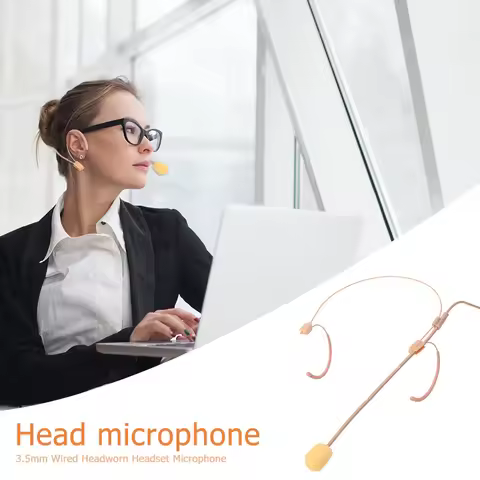 3.5 Mm Plug Condenser Microphone Noise-Cancelling Headset Mini Mic for Wireless Bodypack Transmitter