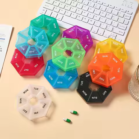 Portable Travel Mini Weekly 7 Days 7 Grid Pill Cases Box Organizer Tablet Pills Storage Container fo