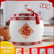 rice dispenser 5kg ceramic lagyanan ng bigas 5 kilos Airtight rice storage container porcelain
